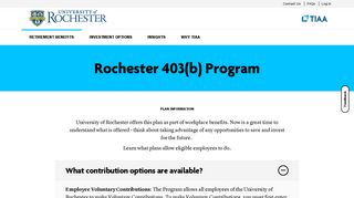 University of Rochester | Retirement Benefits - TIAA