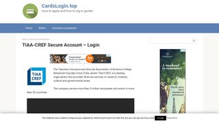 TIAA-CREF Secure Account - Login - CardsLogin.top