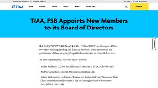 TIAA-CREF Trust Company, FSB Appoints New Membe | TIAA