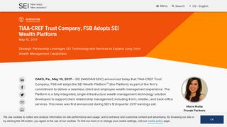 TIAA-CREF Trust Company, FSB Adopts SEI Wealth Platform | SEI