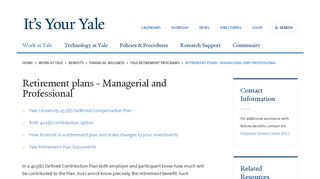 Retirement plans - Managerial and Professional | It's Your Yale