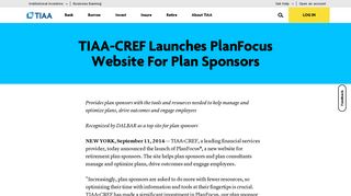 TIAA-CREF Launches PlanFocus Website For Plan Sponsors | TIAA