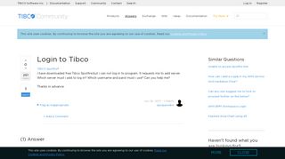 Login to Tibco | TIBCO Community