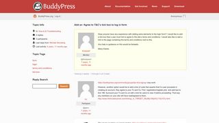 Topic: Add an 'Agree to T&C's tick box to log in form · BuddyPress.org