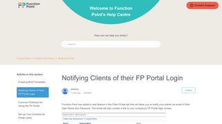 Notifying Clients of their FP Portal Login – Function Point