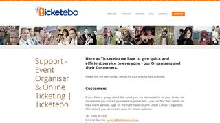 Support - Event Organiser & Online Ticketing | Ticketebo