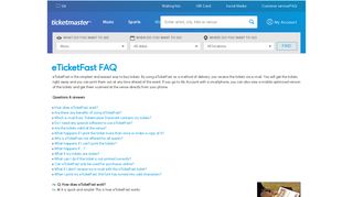 eTicketFast FAQ - Ticketmaster