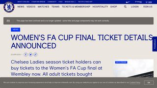 Women's FA Cup final ticket details announced | Official Site | Chelsea ...
