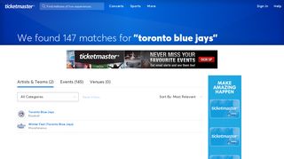 Find tickets for 'toronto blue jays' at Ticketmaster.ca
