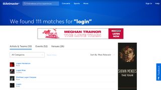 Find tickets for 'login' at Ticketmaster.com