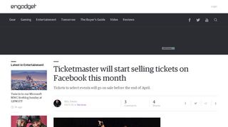 Ticketmaster will start selling tickets on Facebook this month - Engadget