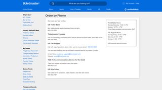 Ticketmaster.com - Help | Order by Phone