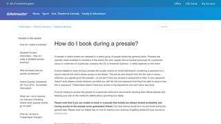 How do I book during a presale? – Ticketmaster