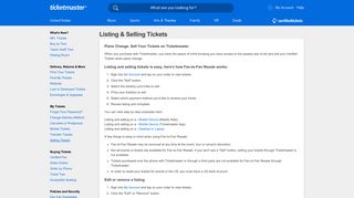 Ticketmaster.com - Help | Listing & Selling Tickets