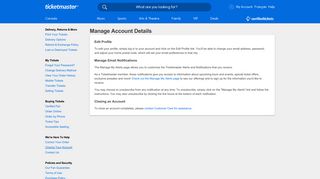 Ticketmaster.ca - Help | Manage Account Details