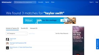 Find tickets for 'taylor swift' at Ticketmaster.com