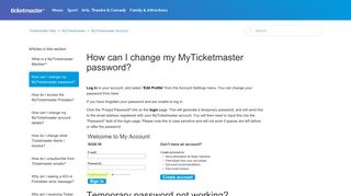 How can I change my MyTicketmaster password? – Ticketmaster Help