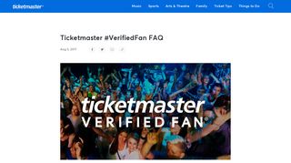Ticketmaster #VerifiedFan Official FAQ | Ticketmaster Insider