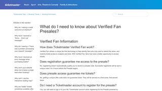 What do I need to know about Verified Fan Presales? – Ticketmaster ...