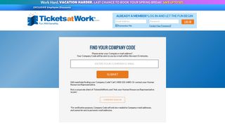 Find Your Company Code - TicketsatWork