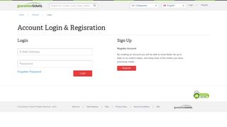 Account Login & Regisration - Buy Guarantee Tickets Today