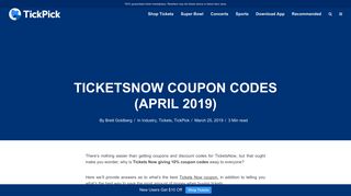 TicketsNow Coupon Codes (February 2019) | TickPick