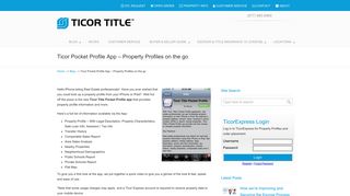 Ticor Pocket Profile App – Property Profiles on the go – Ticor Title
