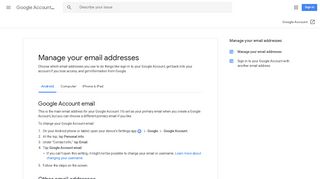 Mengelola alamat email Anda - Android - Bantuan Akun Google