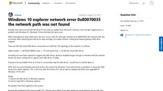 Windows 10 explorer network error 0x80070035 the network path was ...