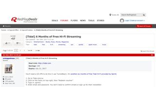 [Tidal] 6 Months of Free Hi-Fi Streaming - RedFlagDeals.com Forums