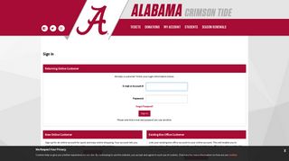The University of Alabama | Online Ticket Office | My Account