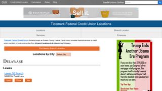Tidemark Federal Credit Union Locations of 4 Branch Offices