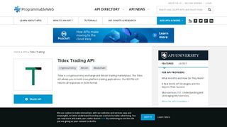 Tidex Trading API | ProgrammableWeb