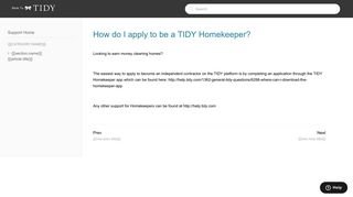 How do I apply to be a TIDY Homekeeper? – TIDY Help Center
