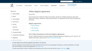 .tiffany Registry Agreement - ICANN