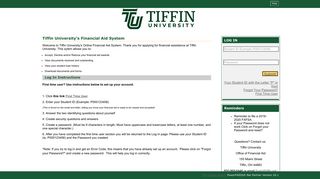 (TU Financial Aid System) Student Log In - Tiffin University