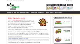 Golden Tiger Casino | $1500 Bonus | Casino Rewards