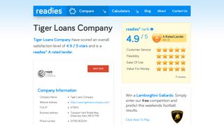 Tiger Loans Company Reviews - readies.co.uk