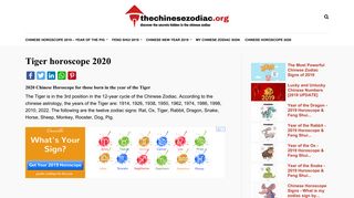 Tiger - 2018 horoscope & feng shui - TheChineseZodiac.Org
