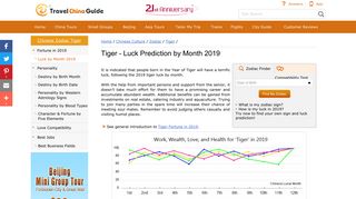 Tiger Luck Prediction in 2019, Monthly Horoscope - Travel China Guide