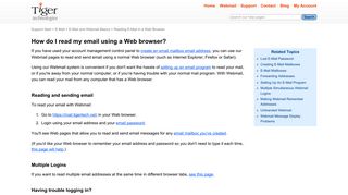 Reading E-Mail in a Web Browser | Tiger Technologies Support