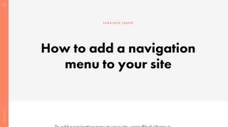 How to add a menu to the site - Tilda help center