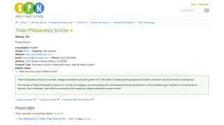 Tilden Preparatory School | Berkeley Parents Network