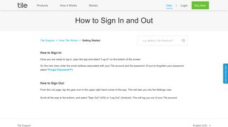How to Sign In and Out – Tile Support