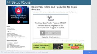 Router Username and Password for Tilgin Routers - SetupRouter