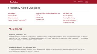 FAQ - Tim Hortons® app for iPhone® and Android™ - Order, Pick Up ...