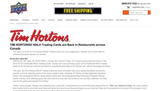Tim Hortons NHL® Trading Cards - Upper Deck Store