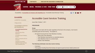 Accessible Guest Services Training - Tim Hortons