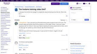 Tim hortons training video link? | Yahoo Answers
