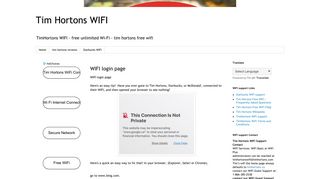Tim Hortons WIFI: WIFI login page